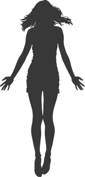 silhouette floating woman with poses full body black color only vector