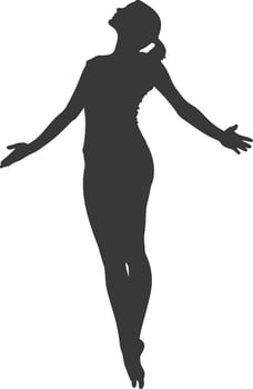 silhouette floating woman with poses full body black color only vector