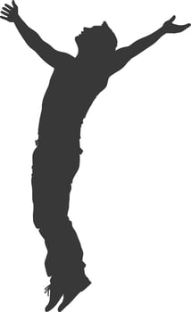 silhouette flying man with poses full body black color only vector