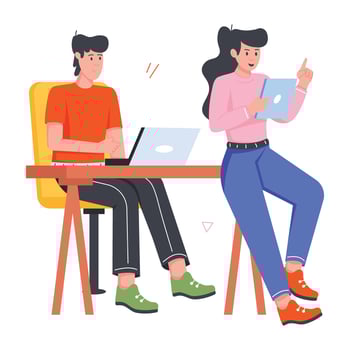 People Working Flat Character Icons vector