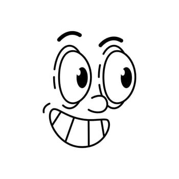 Cartoon funny comic groovy face stare emotion vector