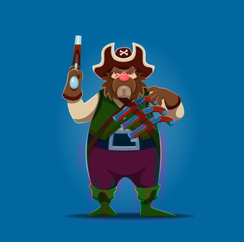 Cartoon pirate or corsair boatswain character vector