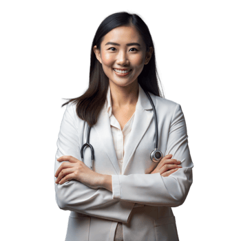 Confident female doctor smiling with stethoscope png
