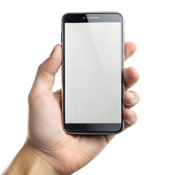 Hand holding smartphone with blank screen for app display png