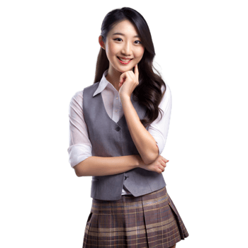 Confident young woman in smart casual attire smiling png