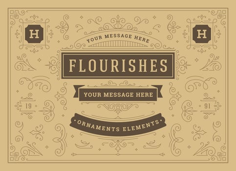 Vintage ornaments swirls and scrolls decorations design elements set vector