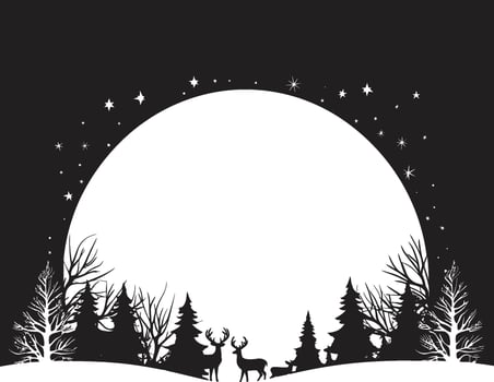Gothic Glowing Candles Sophisticated Black Christmas Card Silent Night Snowscape Minimalistic Christmas Card vector