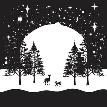 Midnight Mitten Magic Elegant Black Christmas Card Ink Icy Wonderland Contemporary Christmas Card Symbol vector