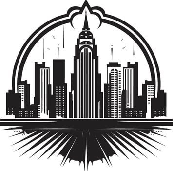 Urban Noir Contemporary Black City Art Deco Midnight Metropolis Stylish Abstract Cityscape vector