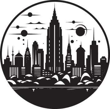 Gothic Geometry Sophisticated City Art Deco Graphic Silent Cityscape Minimalistic Black vector