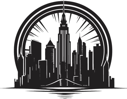 Noir Skyline Serenity Stylish Abstract Cityscape Midnight Modernism Elegant Black Art Deco vector