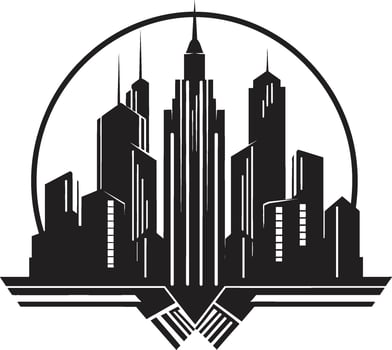 Midnight Modernism Elegant Black Art Deco Ink Infinite Impressions Contemporary Cityscape vector