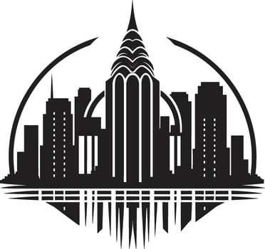 Ink Architectural Aura Contemporary Shadowed Structures Chic Black City Art Deco vector