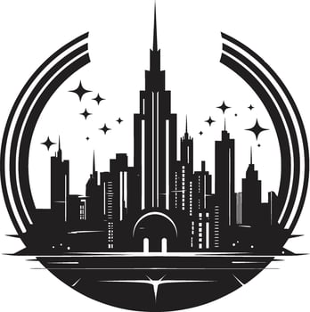 Shadowed Skylines Chic Black Cityscape Element Gothic Grid Sophisticated City Art Deco vector
