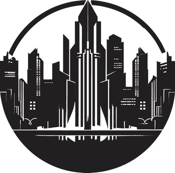 Noir Nightscape Stylish Abstract Graphic Midnight Monochrome Majesty Elegant Cityscape vector