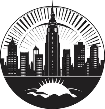 Ebony Elegance Refined Black Cityscape Graphic Chic Urban Impressions Modern Black vector