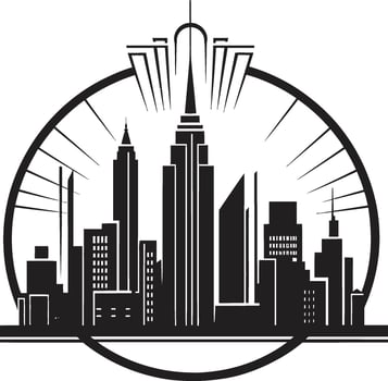 Mystic Urban Mirage Intriguing Cityscape Graphic Ebony Elements Refined Black Graphic vector