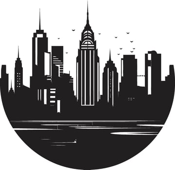 Noir Skyline Serenity Stylish Abstract Cityscape Midnight Modernism Elegant Black Art Deco vector