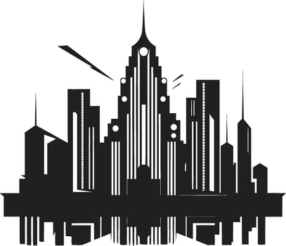 Shadowed Skylines Chic Black Cityscape Graphic Gothic Grace Sophisticated Abstract Graphic vector
