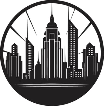 Ebony Empire Refined Black Cityscape Graphic Chic Urban Dynamics Modern vector