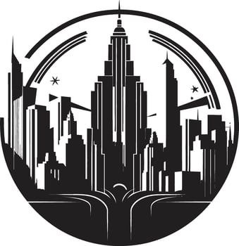 Ink Infinite Impressions Contemporary Cityscape Shadowed Skyscrapers Chic Black vector