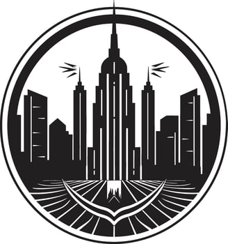 Midnight Monochrome Majesty Elegant Cityscape Ink Architectural Angles Contemporary vector