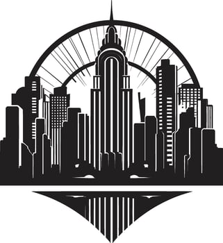 Gothic Grandeur Sophisticated City Art Deco Symbol Silent City Silhouettes Minimalistic Black vector