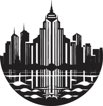 Chic Urban Vibes Modern Cityscape Symbol Noir Nightlife Stylish Abstract Black Cityscape vector
