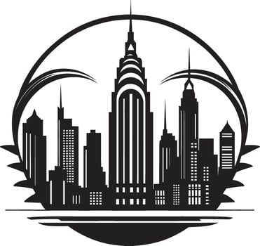 Gothic Grid Sophisticated Cityscape Symbol Silent Streetlights Minimalistic Black vector
