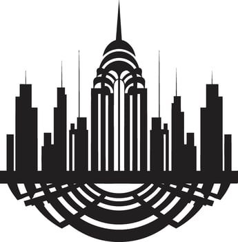 Chic Urban Opulence Modern Black Cityscape Noir Nightfall Stylish Abstract Art Deco Graphic vector