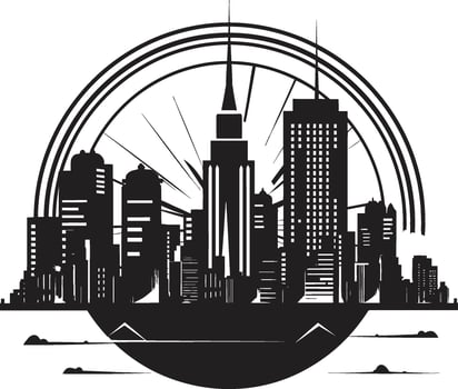 Shadowed Skylines Chic Black Gothic Glamour Sophisticated City Art Deco Graphic vector