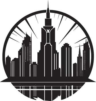 Silent Cityscape Minimalistic Black Mystic Urban Majesty Intriguing City Art Deco Symbol vector