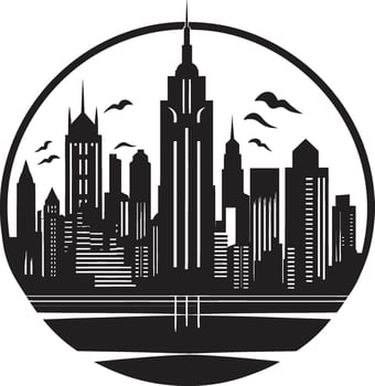Ink Architectural Artistry Contemporary Shadowed Skylines Chic Black Cityscape Element vector