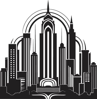 Shadowed Skylines Chic Black Cityscape Graphic Gothic Glamour Sophisticated Abstract vector