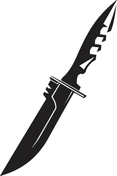 Ink Infiltrator Contemporary Black Combat Knife Graphic Shadow Sabre Chic Blade Element vector