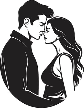 Ink Embrace Romantic Couple Logo Midnight Romance Intimate Moment Icon vector