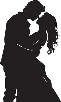 Midnight Romance Intimate Moment Icon Eternal Bond Black Couple Design vector
