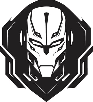 Futuristic Fusion Black Cyberrobot Head Digital Dynamo Cybernetic Face vector