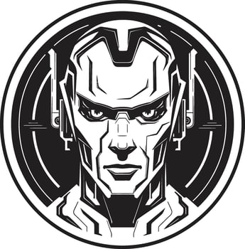Mechanical Marvel Cybernetic Digital Cerebrum Futuristic Face vector
