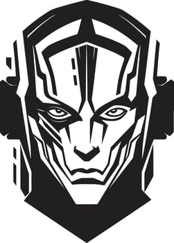 Electronic Enigma Futuristic Cyberrobot Robotic Rhapsody Black Face vector