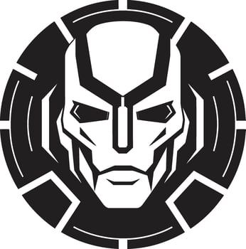 Digital Dynamo Futuristic Face Techno Titan Black Cyberrobot vector