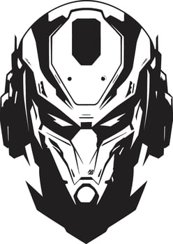 Robotic Rhapsody Futuristic Cyberrobot Head Futuristic Interface Black Face vector