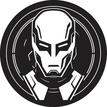 Metallic Maestro Black Cyberrobotic Symbol Digital Dynamo Robot Face vector