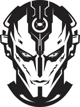 Electronic Enigma Black Robot Face Robotic Rhapsody Cybernetic Head vector