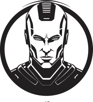 Cybernetic Spectacle Futuristic Head Techno Titan Cyberrobotic Face Symbol vector