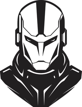 Electronic Evolution Cybernetic Face Symbol Futuristic Fusion Black Cyberrobot vector