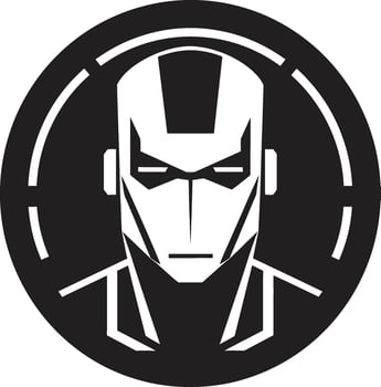 Futuristic Gaze Robot Head Cybernetic Sentinel Black Cyberrobot Symbol vector