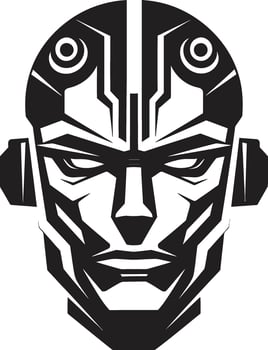 Digital Cerebrum Black Robot Face Cybernetic Visionary Cyberrobot Head vector