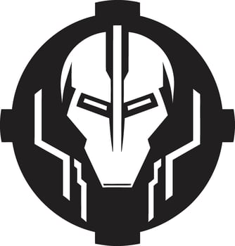 Electronic Evolution Cybernetic Face Symbol Futuristic Fusion Black Robot Face vector