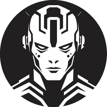 Cybernetic Crusader Black Robot Face Robotic Revelation Cyberrobot Head vector